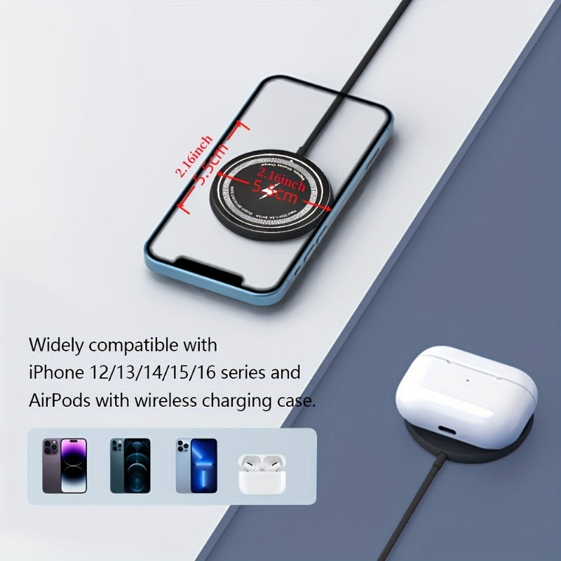 15W Magnetic Wireless Charger | Overcharge Safety | Dual USB-C & USB-A Ports | iPhone 17–11 & Samsung S24/S23/S22