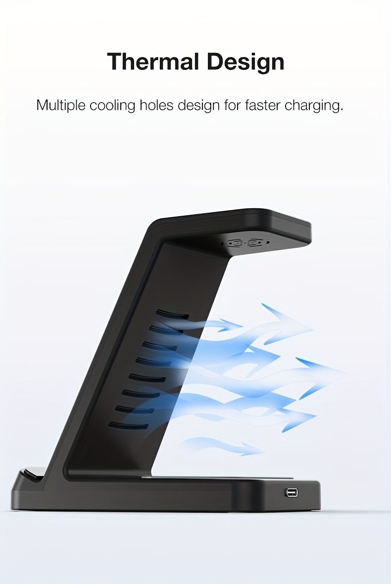 3-in-1 Wireless Charging Station | Phone Holder Stand | Charging Indicator | iPhone 17–11 & Apple Watch | Home & Office