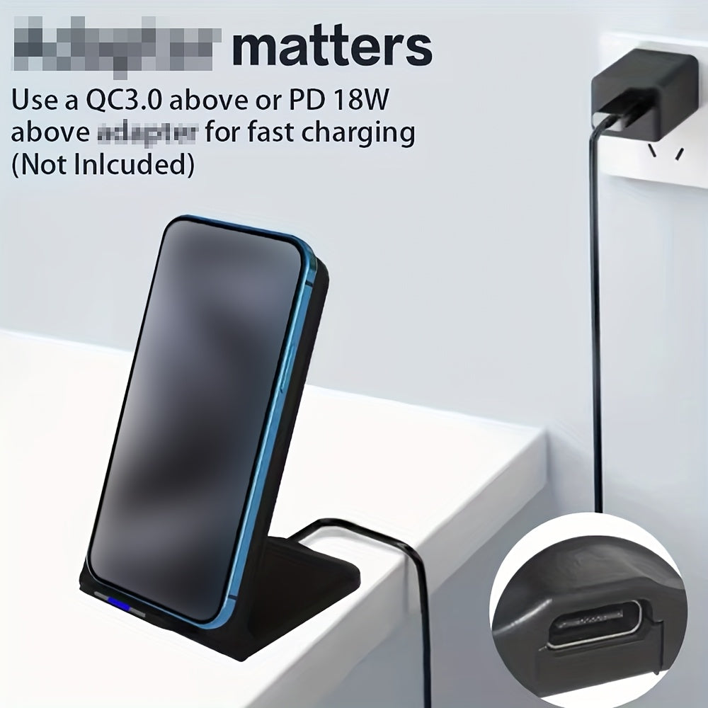 15W Foldable Phone Stand Wireless Charger | iPhone 16/15/14/13/12, Samsung S24–S20, Xiaomi & Huawei