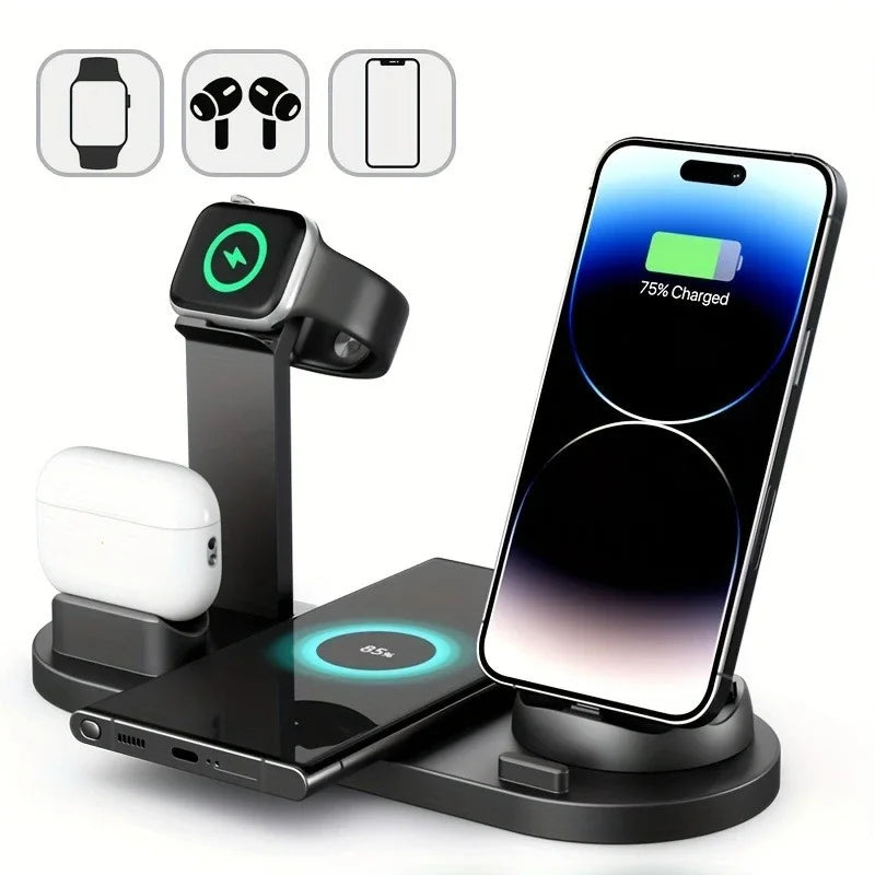 40W Multi-Device Wireless Charging Station | Phone, Watch & Earphones | iPhone 12–17 & Samsung S21–S25