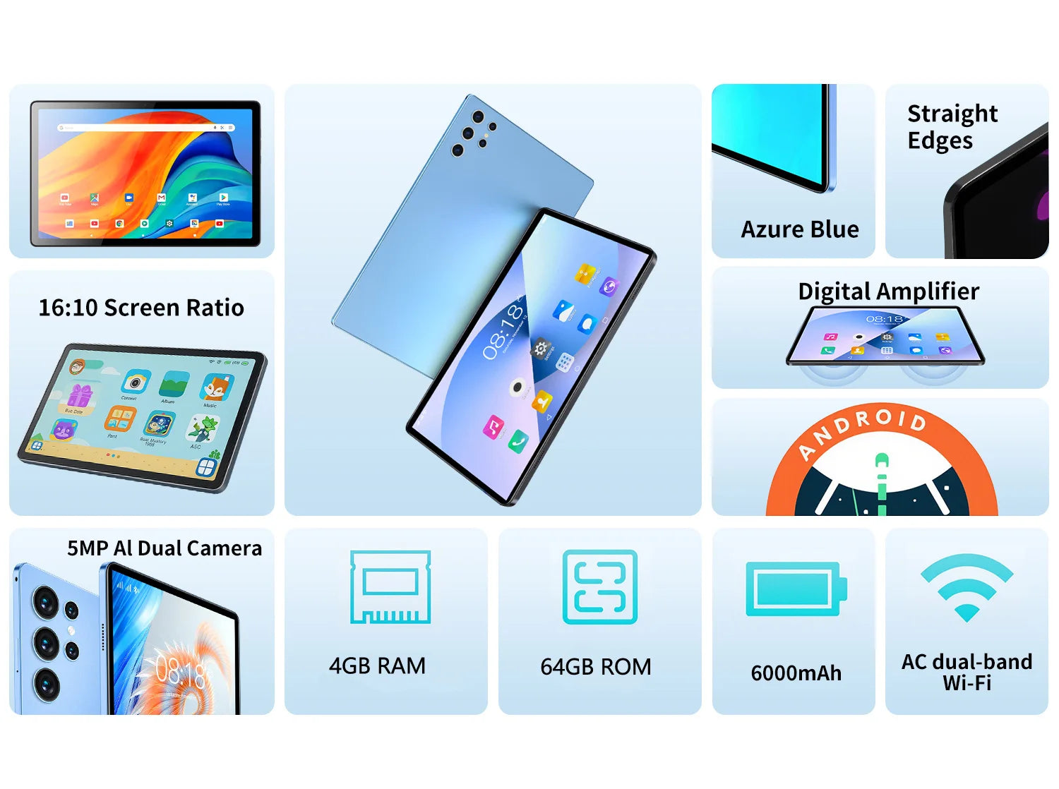 10.1" Android Tablet 2026 | Octa-Core | 4GB RAM | 64GB ROM | Dual SIM 4G & 3G Phone Call | 6000mAh | Google Play