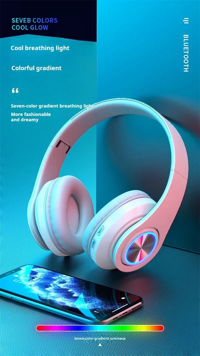 Wireless Gaming Headset | Surround Sound Stereo | Colourful Design | Mic | PC & Laptop | Blue, Black, Red & White