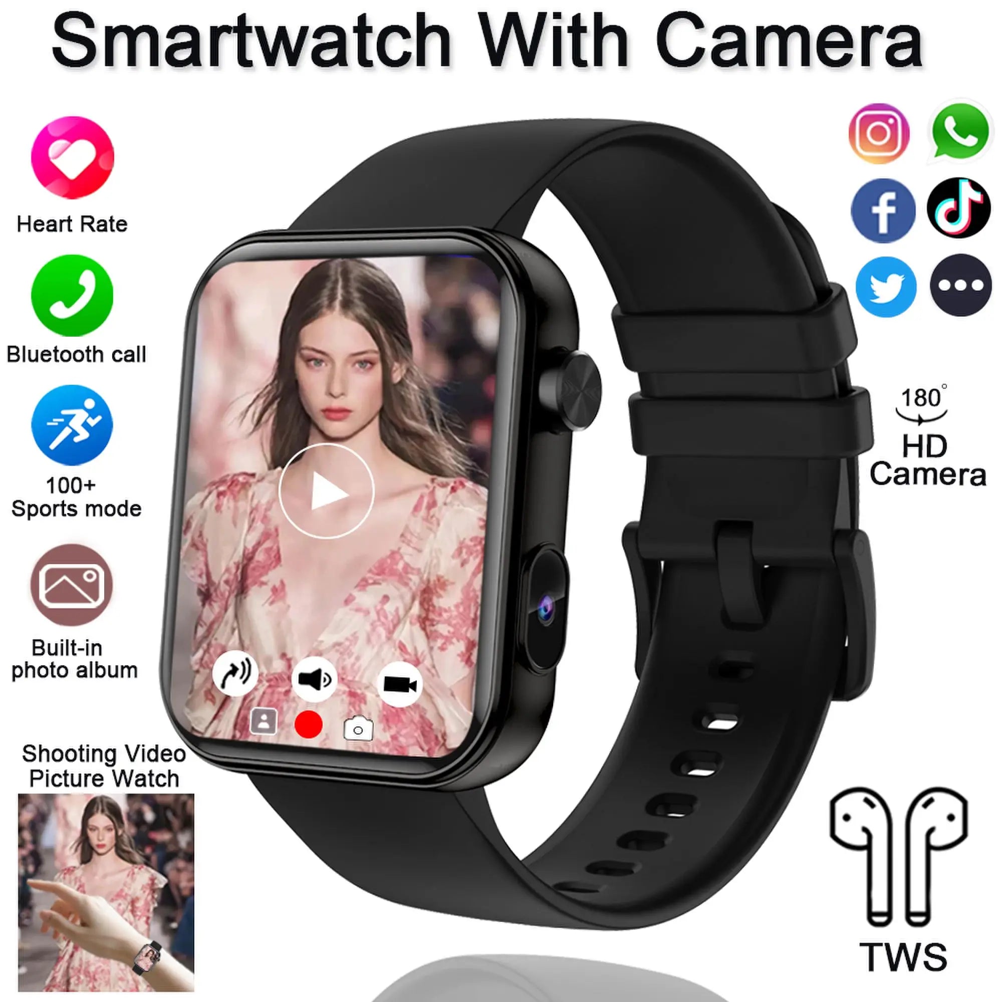 Jooeniok P51 Smart Watch | Built-In Camera | Video Recording | 7-Day Battery | IPS Display | BT Calling | iPhone & Android