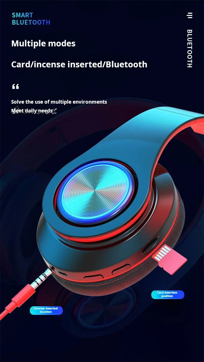 Wireless Gaming Headset | Surround Sound Stereo | Colourful Design | Mic | PC & Laptop | Blue, Black, Red & White