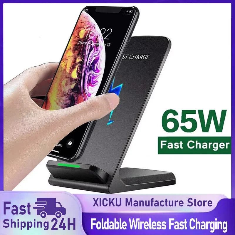 30W Fast Wireless Charger Stand | Upright Induction Dock for iPhone 17/16/15/14/13 Pro, Samsung & Xiaomi