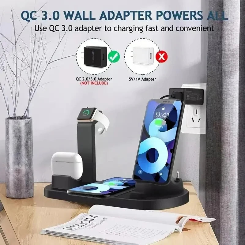 40W Multi-Device Wireless Charging Station | Phone, Watch & Earphones | iPhone 12–17 & Samsung S21–S25