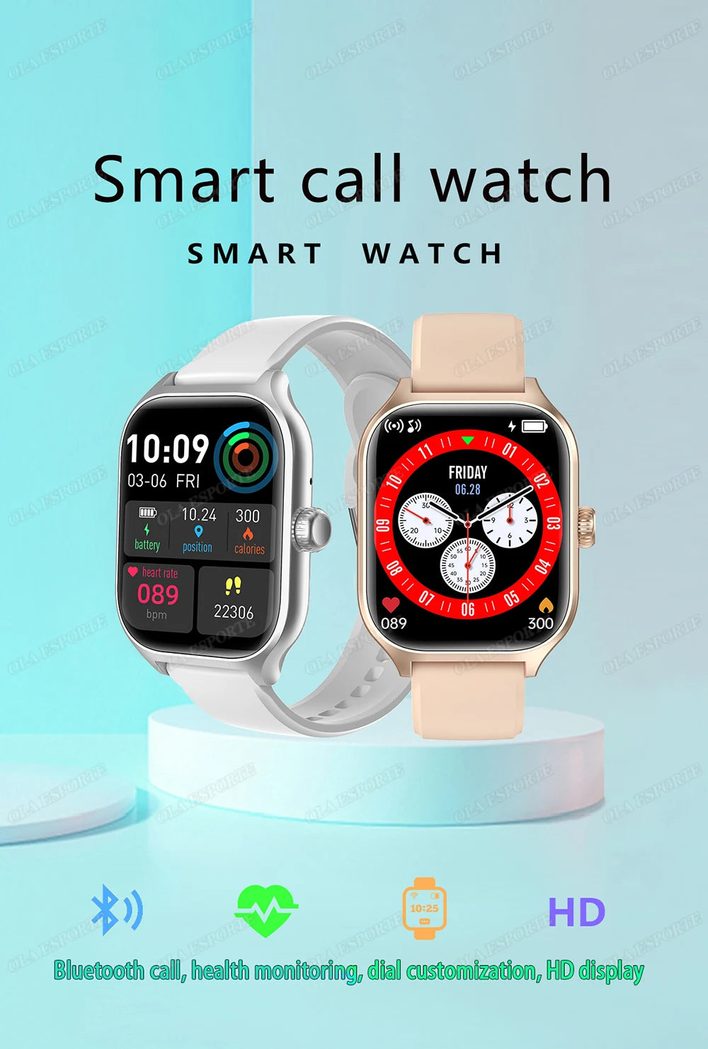 Ola Esporte Smart Watch | 2.01" HD Display | GPS | 3-Day Battery | Bluetooth Calling | Heart Rate, SpO2 & Sleep | Android & iOS