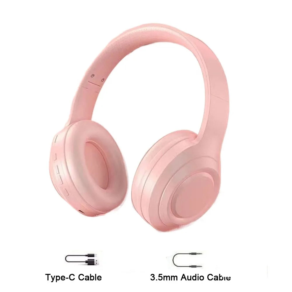 Bluetooth 5.3 Wireless Headphones | Balanced Armature | Foldable | Adjustable Headband | HiFi Stereo | Khaki, Black & Pink