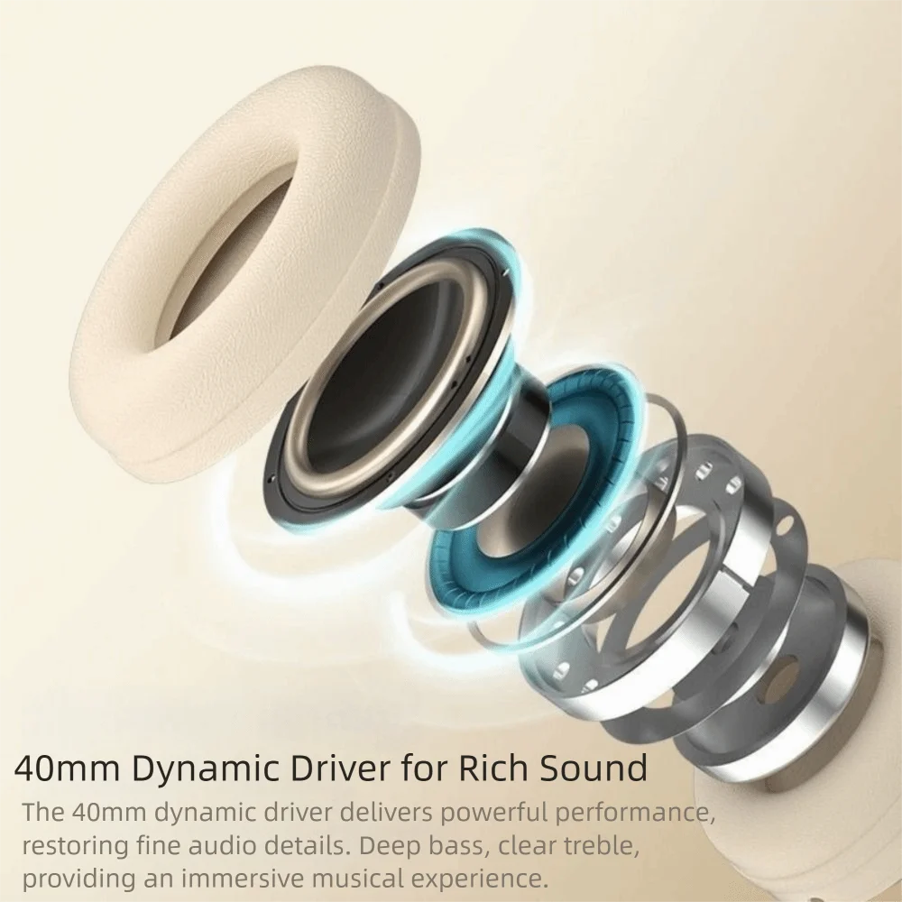 Bluetooth 5.3 Wireless Headphones | Balanced Armature | Foldable | Adjustable Headband | HiFi Stereo | Khaki, Black & Pink