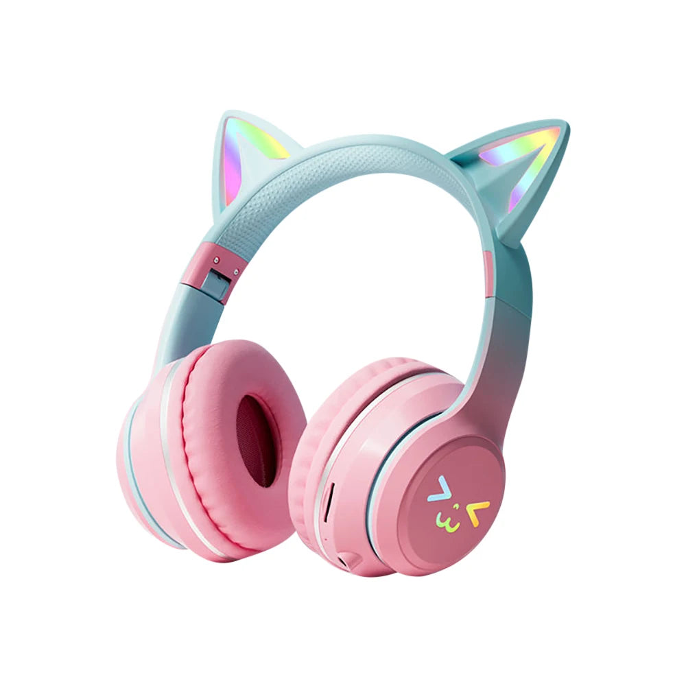 Gradient RGB Cat Ear Wireless Headphones | Bluetooth 5.1 | ANC | Mic | Girls, Kids & Gaming | 5 Colours