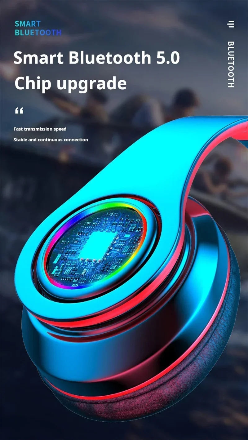 Wireless Gaming Headset | Surround Sound Stereo | Colourful Design | Mic | PC & Laptop | Blue, Black, Red & White