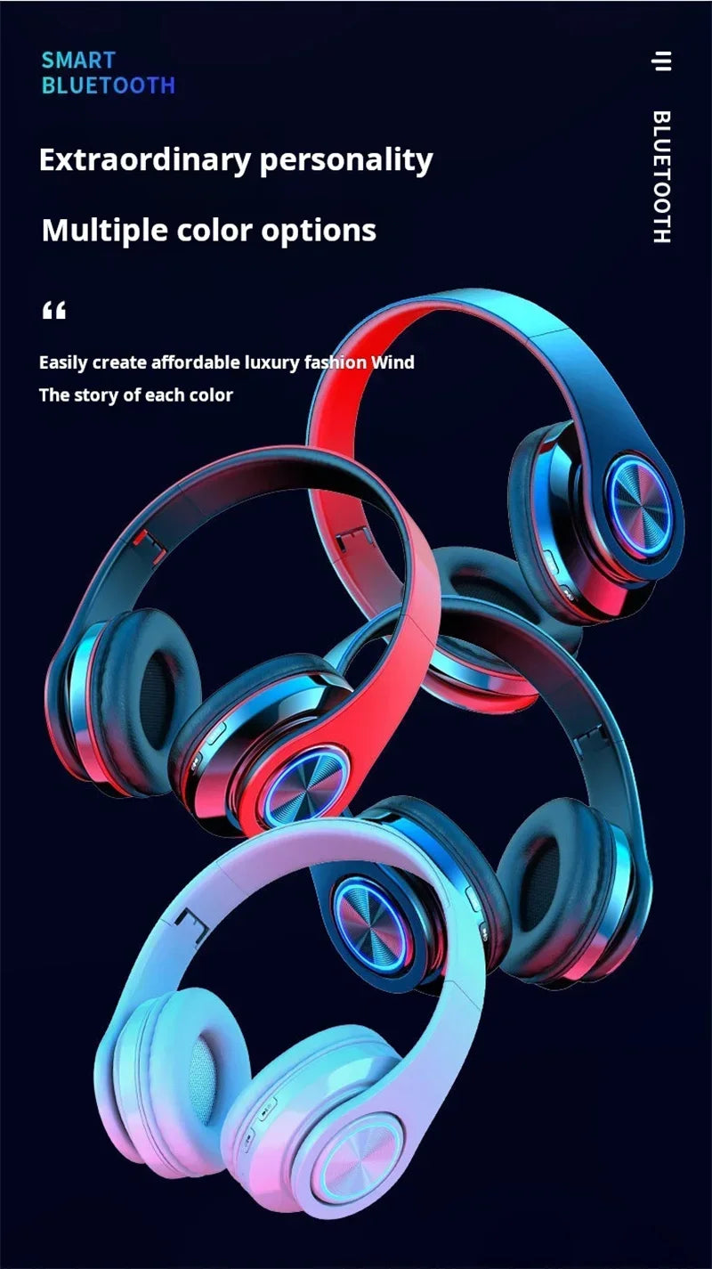 Wireless Gaming Headset | Surround Sound Stereo | Colourful Design | Mic | PC & Laptop | Blue, Black, Red & White