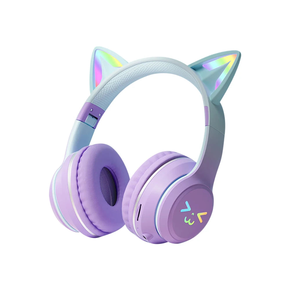 Gradient RGB Cat Ear Wireless Headphones | Bluetooth 5.1 | ANC | Mic | Girls, Kids & Gaming | 5 Colours