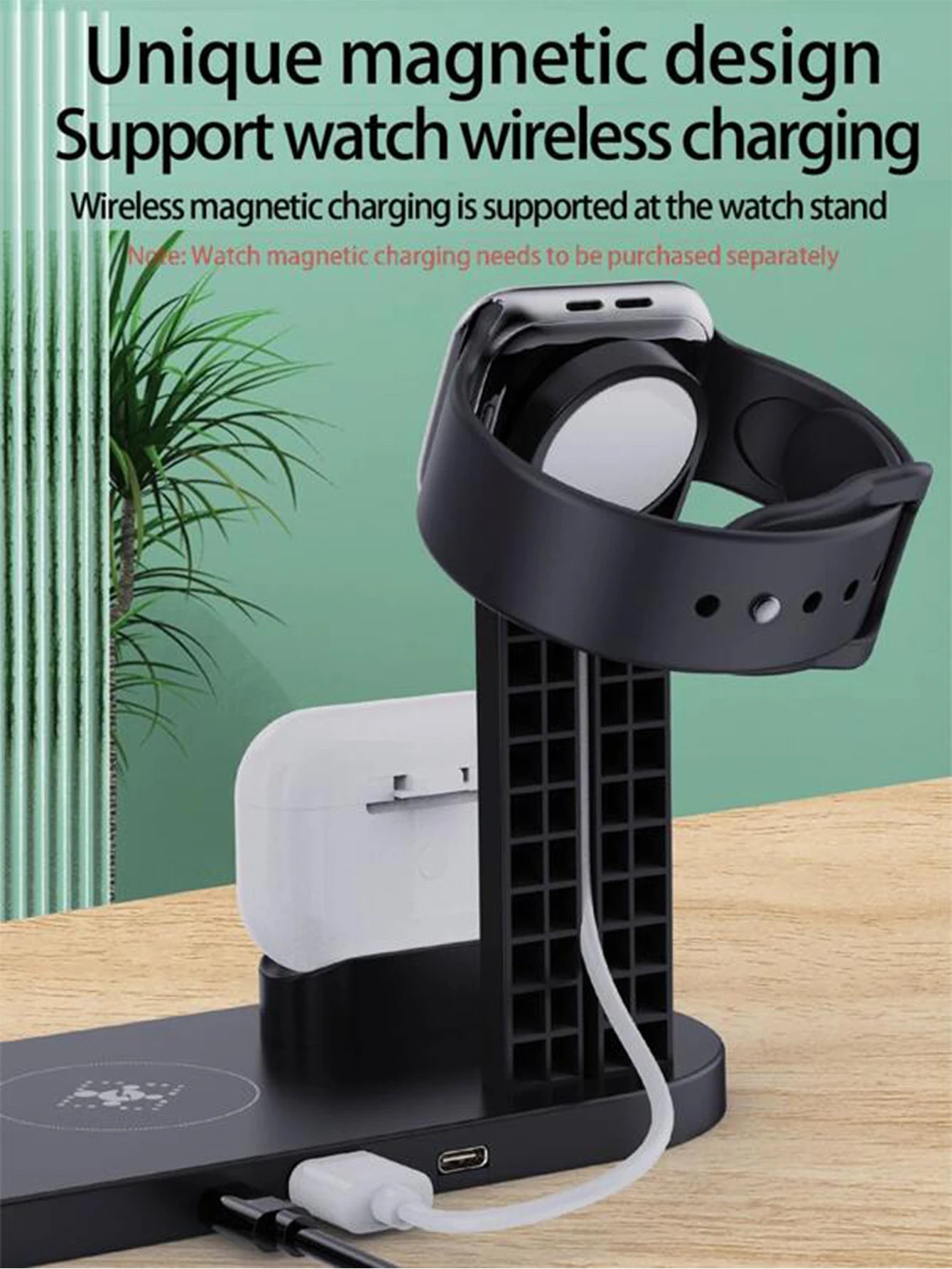 15W 6-in-1 Wireless Charging Dock | iPhone 11–17, Apple Watch, AirPods & Samsung | CE/FCC Certified
