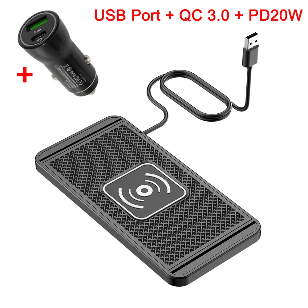 Car Wireless Charger | 15W Fast Charging Silicone Pad Stand | iPhone 12–16 & Samsung S23/S24 | CE Certified