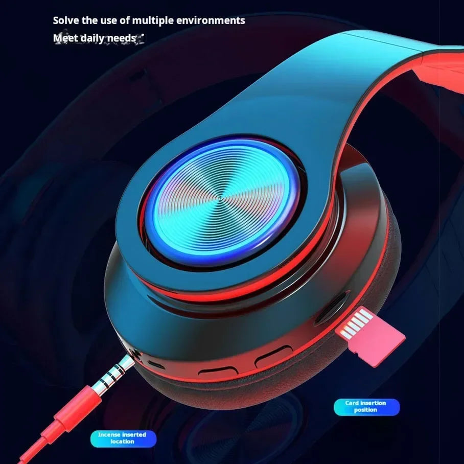 Wireless Gaming Headset | Surround Sound Stereo | Colourful Design | Mic | PC & Laptop | Blue, Black, Red & White