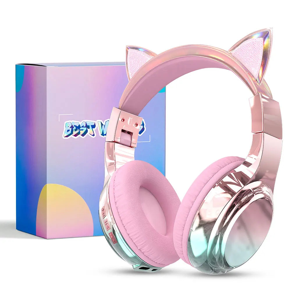 Unicorn & Cat Ear Wireless Kids Headphones | Bluetooth 5.3 | 15-Hr Battery | Foldable | School & Travel