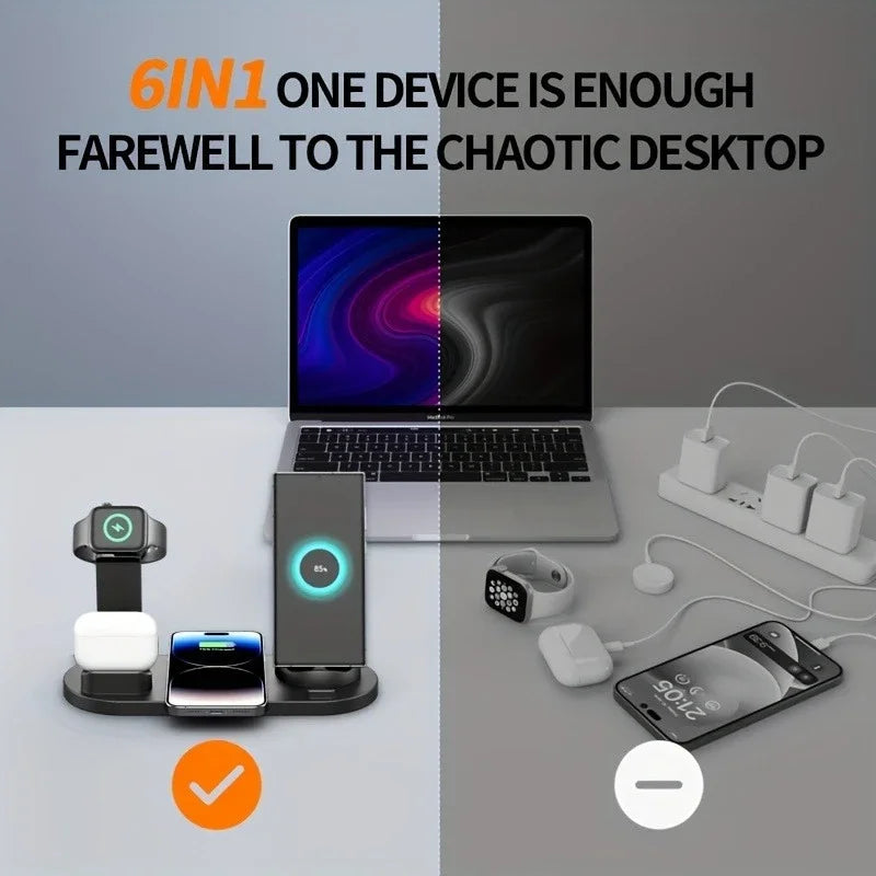 40W Multi-Device Wireless Charging Station | Phone, Watch & Earphones | iPhone 12–17 & Samsung S21–S25