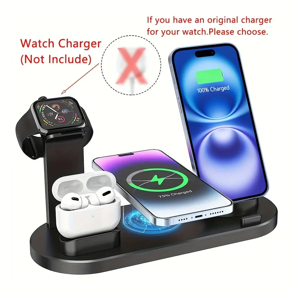 40W Multi-Device Wireless Charging Station | Phone, Watch & Earphones | iPhone 12–17 & Samsung S21–S25