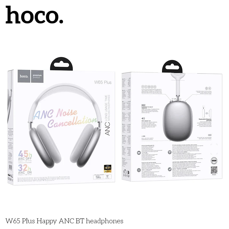 HOCO W65 Plus ANC Bluetooth Headphones | 45-Hr Battery | HiFi Over-Ear | Sport | 6 Colours