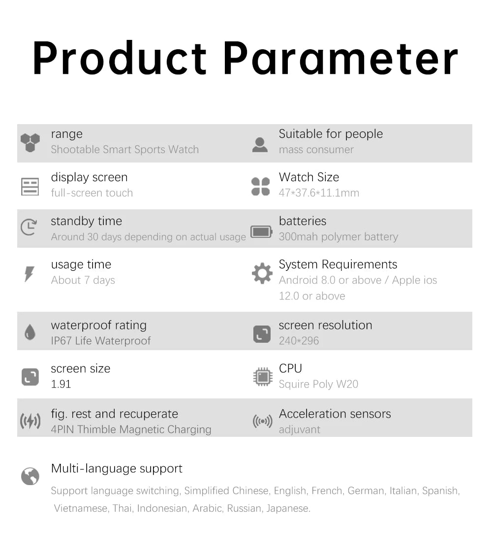 Jooeniok P51 Smart Watch | Built-In Camera | Video Recording | 7-Day Battery | IPS Display | BT Calling | iPhone & Android