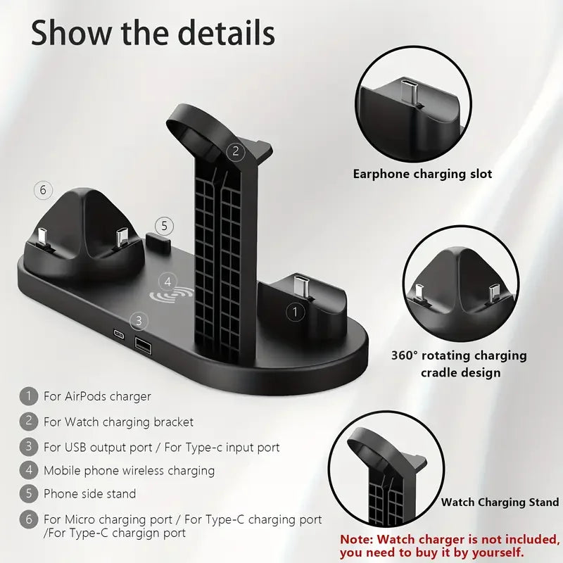 40W Multi-Device Wireless Charging Station | Phone, Watch & Earphones | iPhone 12–17 & Samsung S21–S25