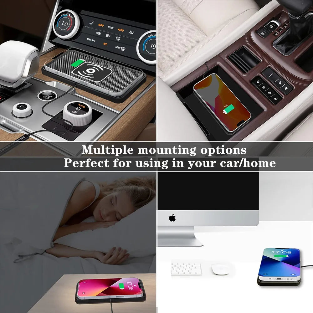 Car Wireless Charger | 15W Fast Charging Silicone Pad Stand | iPhone 12–16 & Samsung S23/S24 | CE Certified