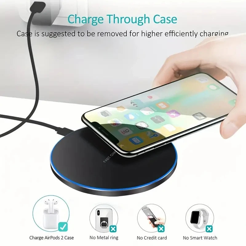 30W Wireless Fast Charger Pad | Type-C | LED Indicator | iPhone 15/14/13/12, Samsung S23/S22, Xiaomi & Huawei