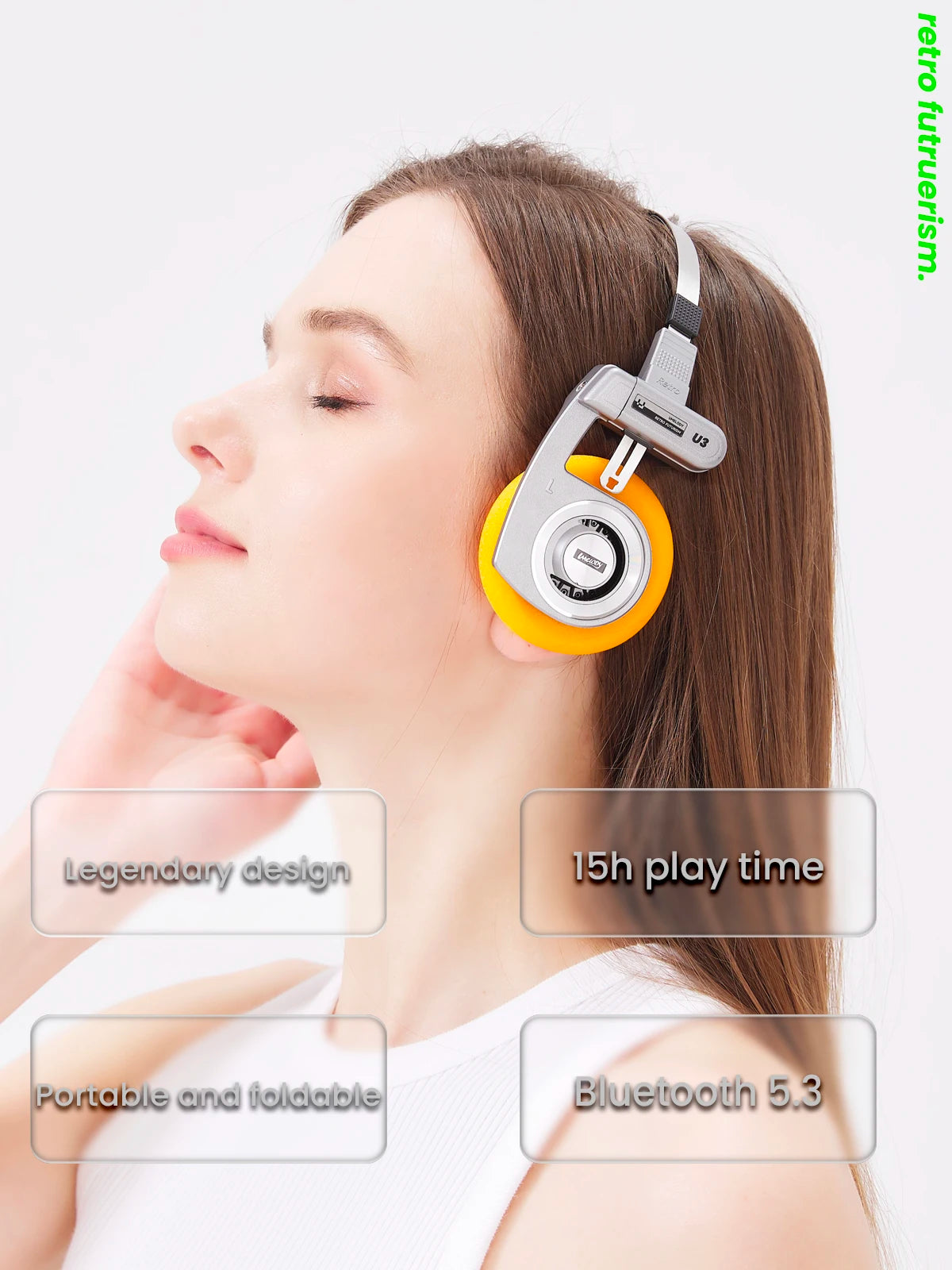 UMELODY U3 Retro Wireless Bluetooth Headphones | HiFi Sound | Active Noise Cancelling | Foldable On-Ear