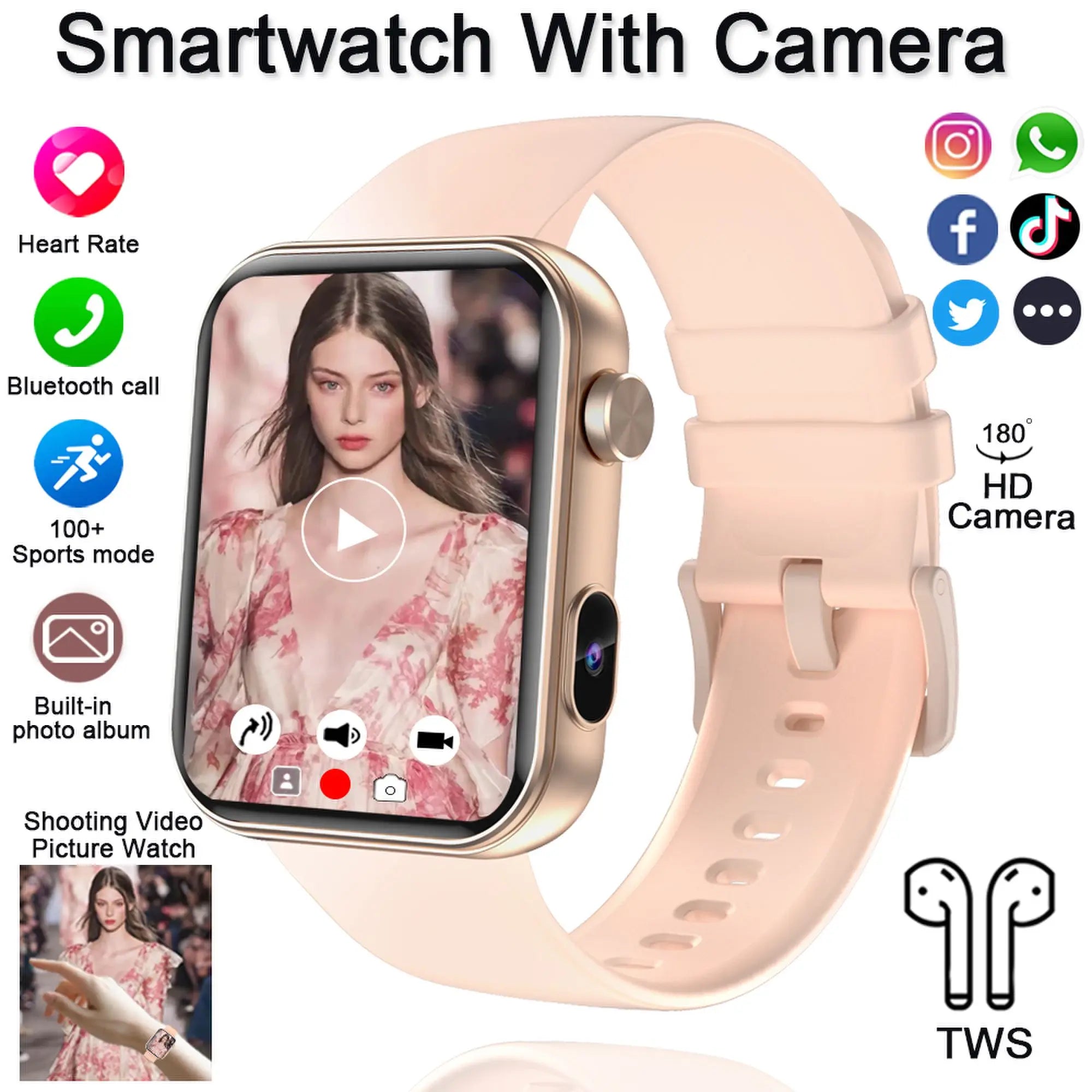 Jooeniok P51 Smart Watch | Built-In Camera | Video Recording | 7-Day Battery | IPS Display | BT Calling | iPhone & Android