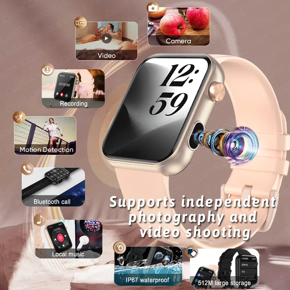 Jooeniok P51 Smart Watch | Built-In Camera | Video Recording | 7-Day Battery | IPS Display | BT Calling | iPhone & Android