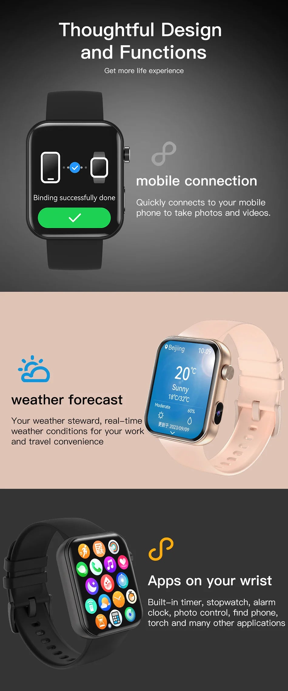 Jooeniok P51 Smart Watch | Built-In Camera | Video Recording | 7-Day Battery | IPS Display | BT Calling | iPhone & Android