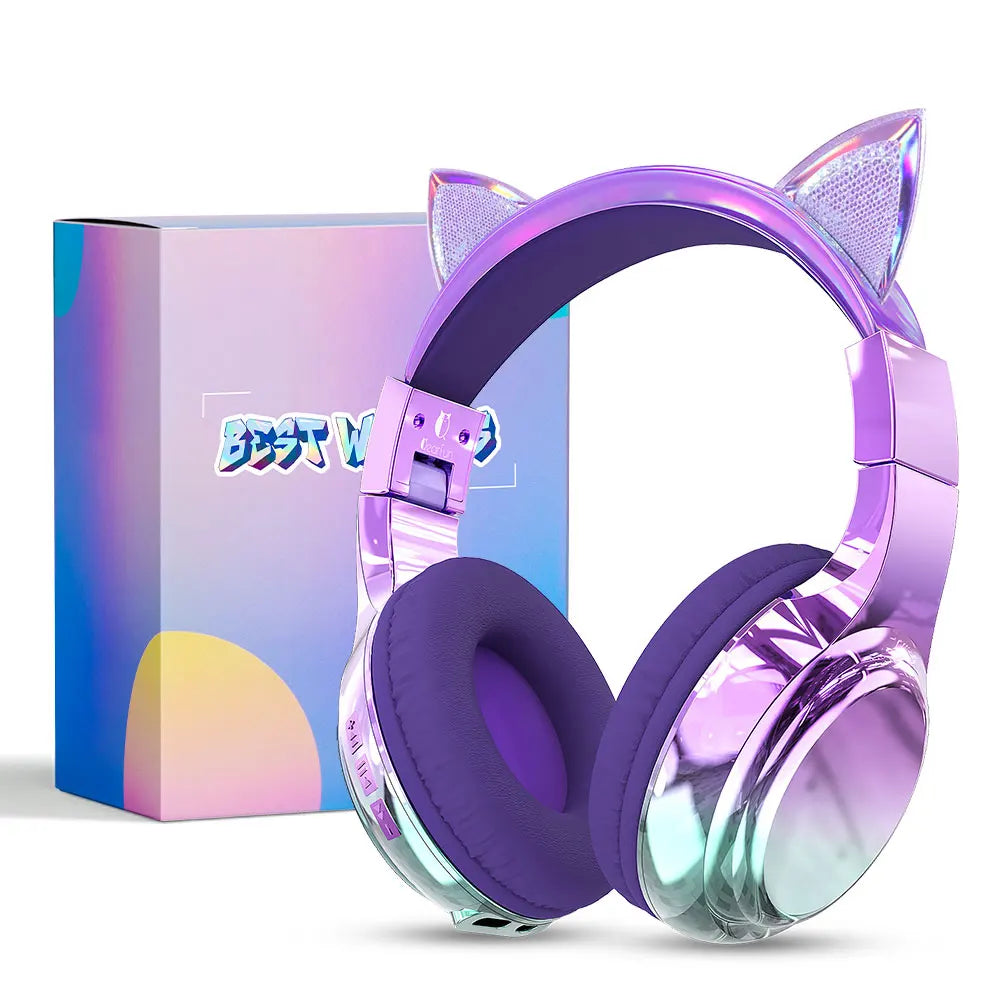 Unicorn & Cat Ear Wireless Kids Headphones | Bluetooth 5.3 | 15-Hr Battery | Foldable | School & Travel