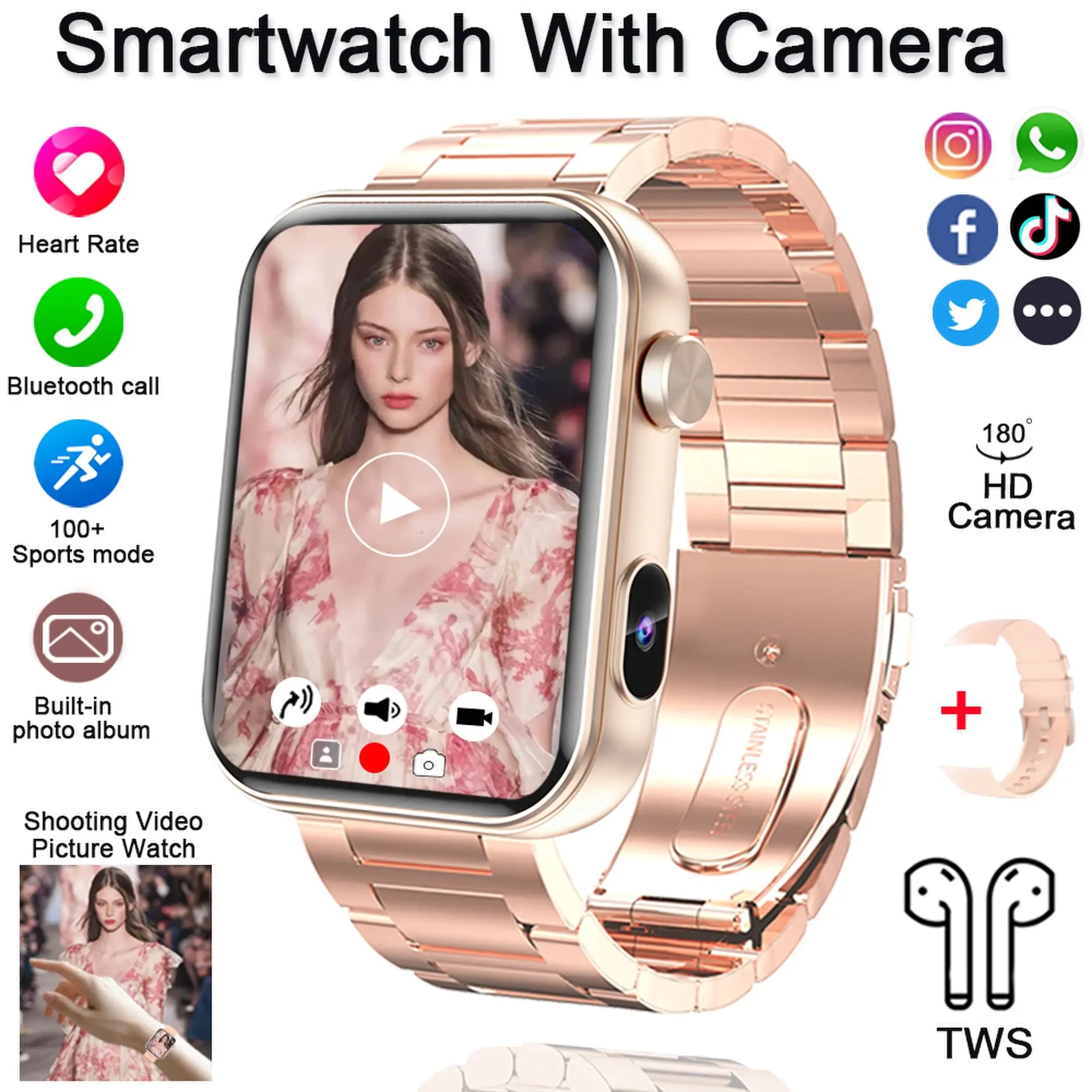 Jooeniok P51 Smart Watch | Built-In Camera | Video Recording | 7-Day Battery | IPS Display | BT Calling | iPhone & Android