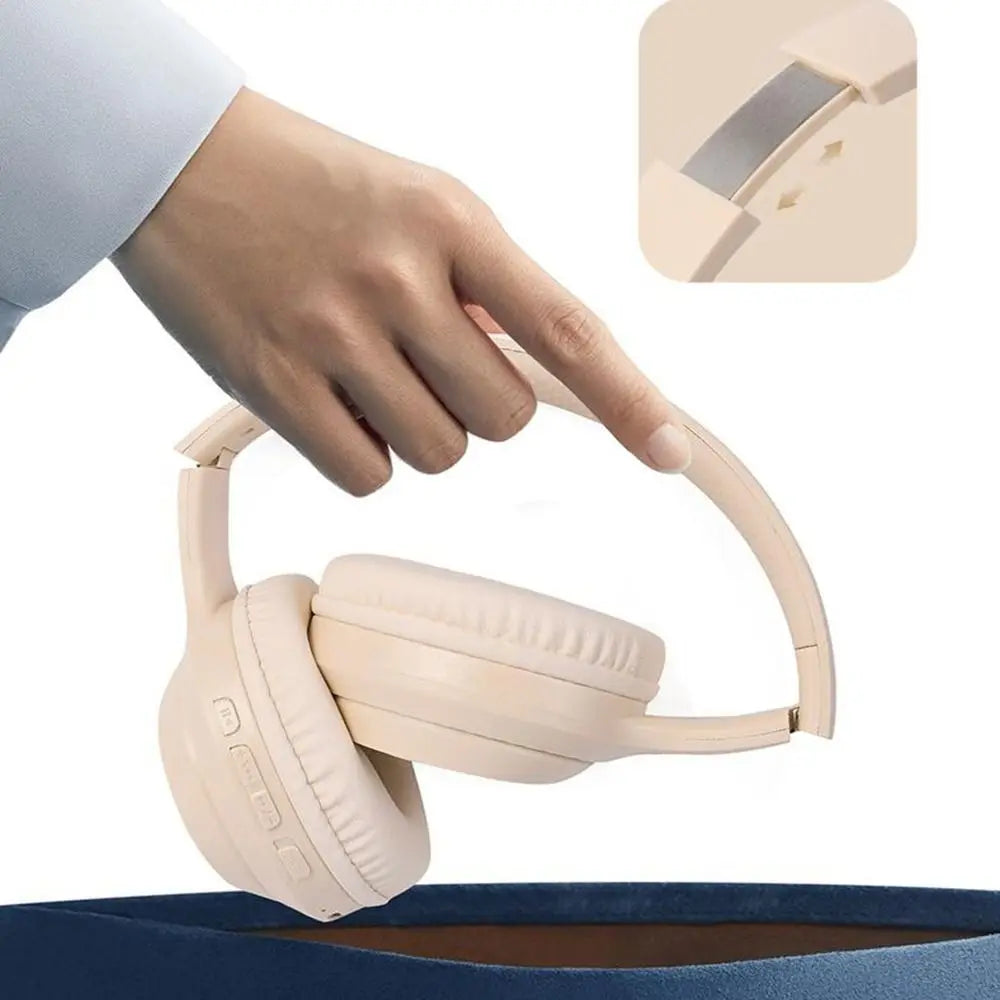 Bluetooth 5.3 Wireless Headphones | Balanced Armature | Foldable | Adjustable Headband | HiFi Stereo | Khaki, Black & Pink