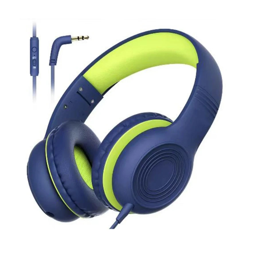 Wired Kids Headphones with Mic | Foldable | Memory Foam | Adjustable Over-Ear | Girls & Boys | Pink & Blue