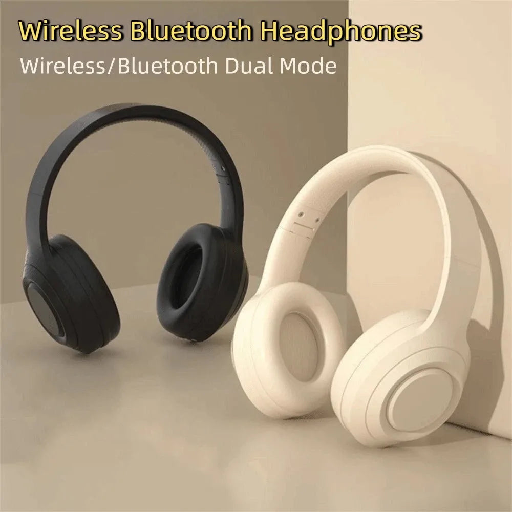 Bluetooth 5.3 Wireless Headphones | Balanced Armature | Foldable | Adjustable Headband | HiFi Stereo | Khaki, Black & Pink