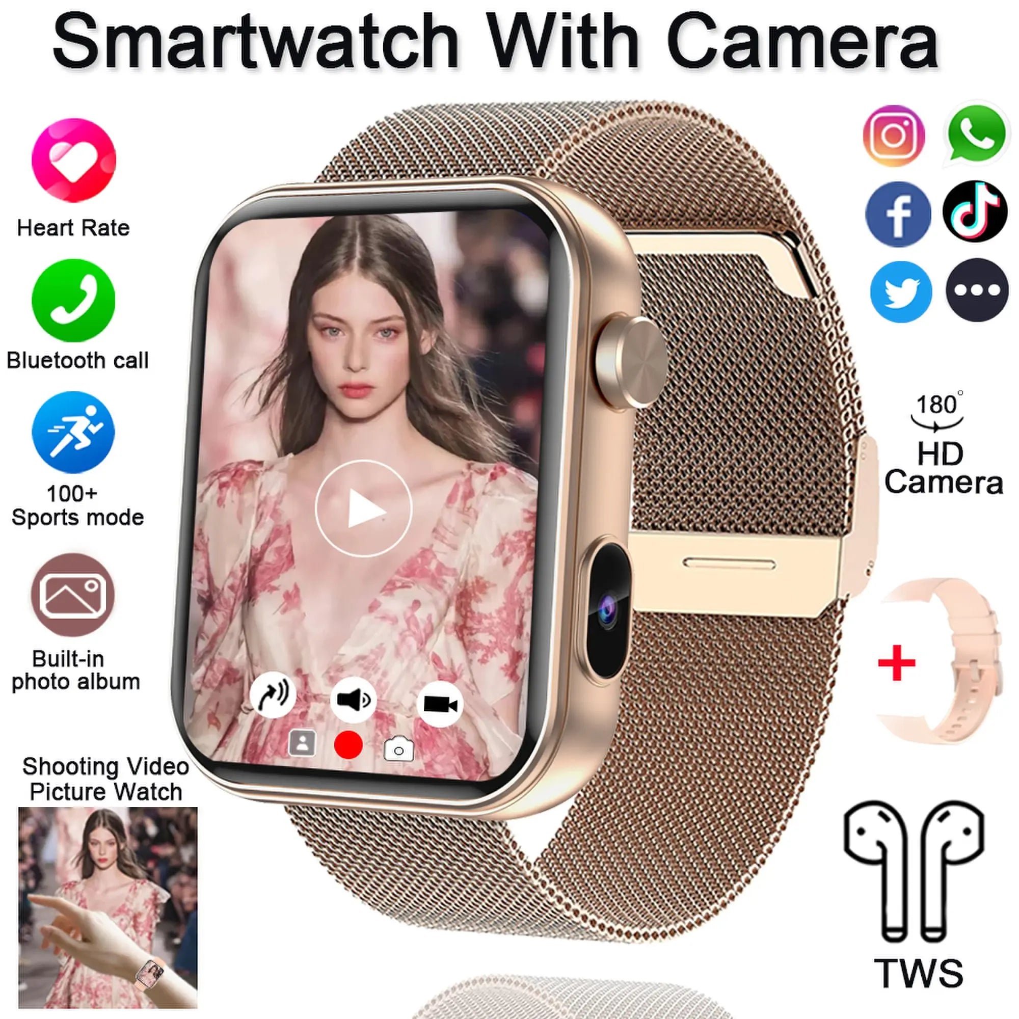 Jooeniok P51 Smart Watch | Built-In Camera | Video Recording | 7-Day Battery | IPS Display | BT Calling | iPhone & Android