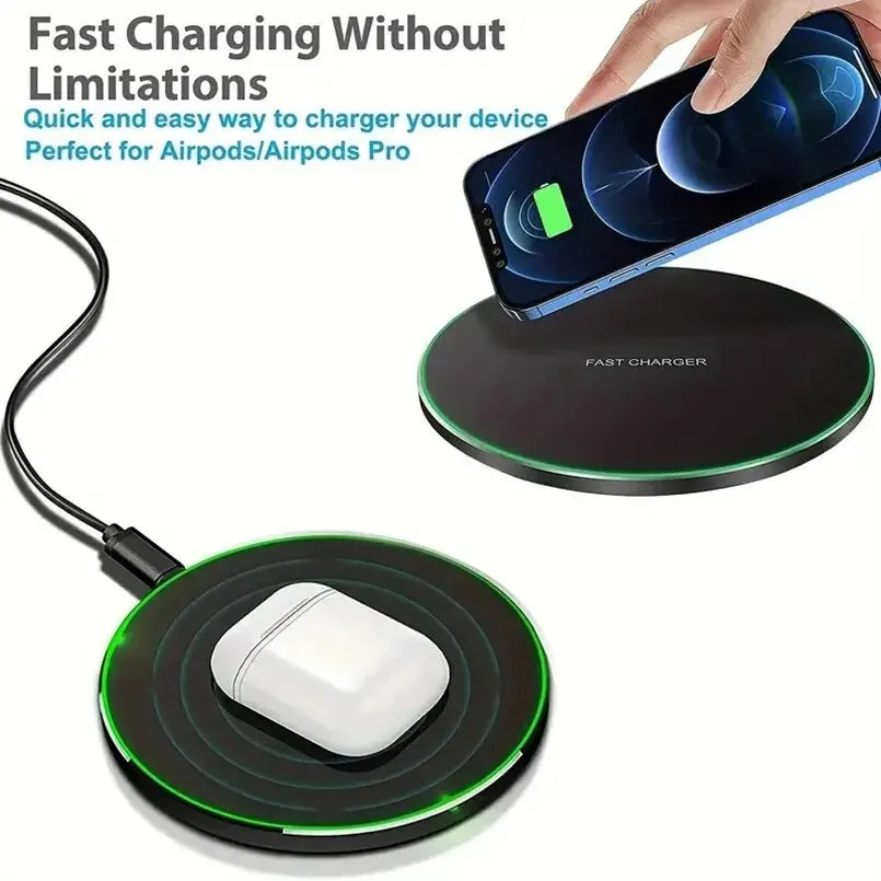 30W Wireless Fast Charger Pad | Type-C | LED Indicator | iPhone 15/14/13/12, Samsung S23/S22, Xiaomi & Huawei