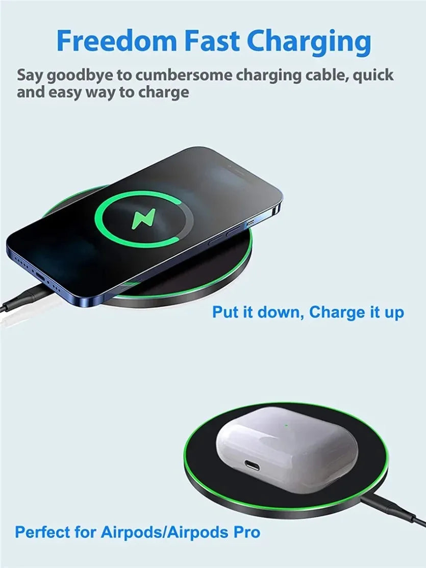 100W Wireless Charger Pad | Ultra-Fast Induction Charging | iPhone 12–17, Samsung, Xiaomi & Huawei