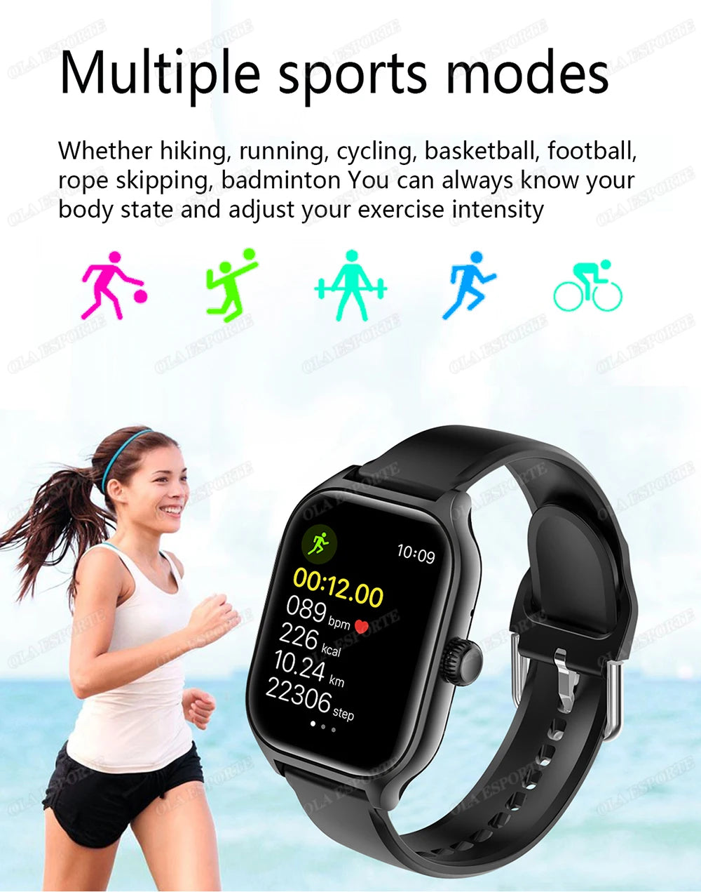 Ola Esporte Smart Watch | 1.83" HD Display | Bluetooth Calling | Heart Rate, SpO2 & Sleep | 12 Languages | Android & iOS