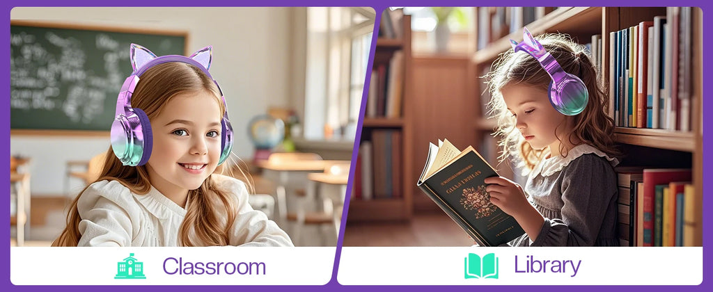 Unicorn & Cat Ear Wireless Kids Headphones | Bluetooth 5.3 | 15-Hr Battery | Foldable | School & Travel