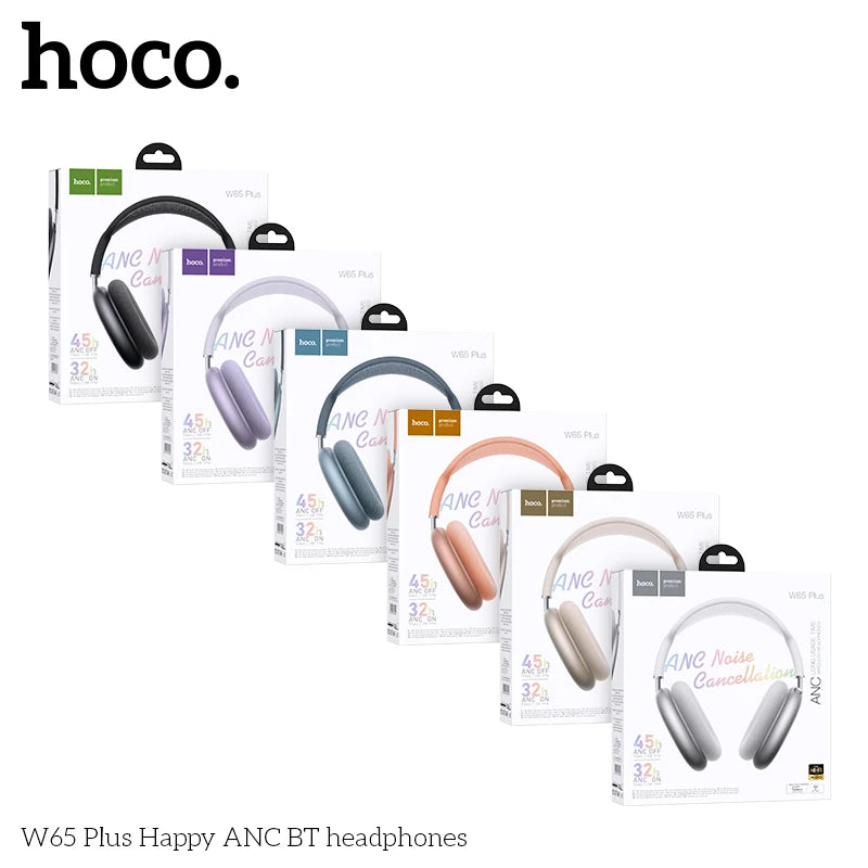 HOCO W65 Plus ANC Bluetooth Headphones | 45-Hr Battery | HiFi Over-Ear | Sport | 6 Colours