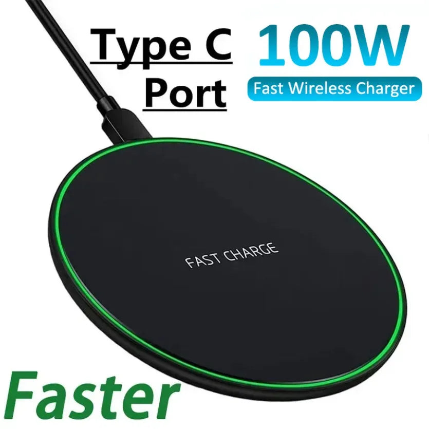 100W Wireless Charger Pad | Ultra-Fast Induction Charging | iPhone 12–17, Samsung, Xiaomi & Huawei