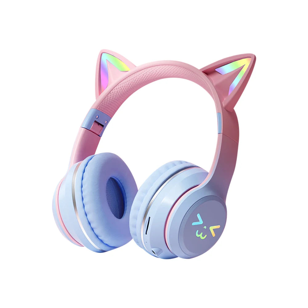 Gradient RGB Cat Ear Wireless Headphones | Bluetooth 5.1 | ANC | Mic | Girls, Kids & Gaming | 5 Colours