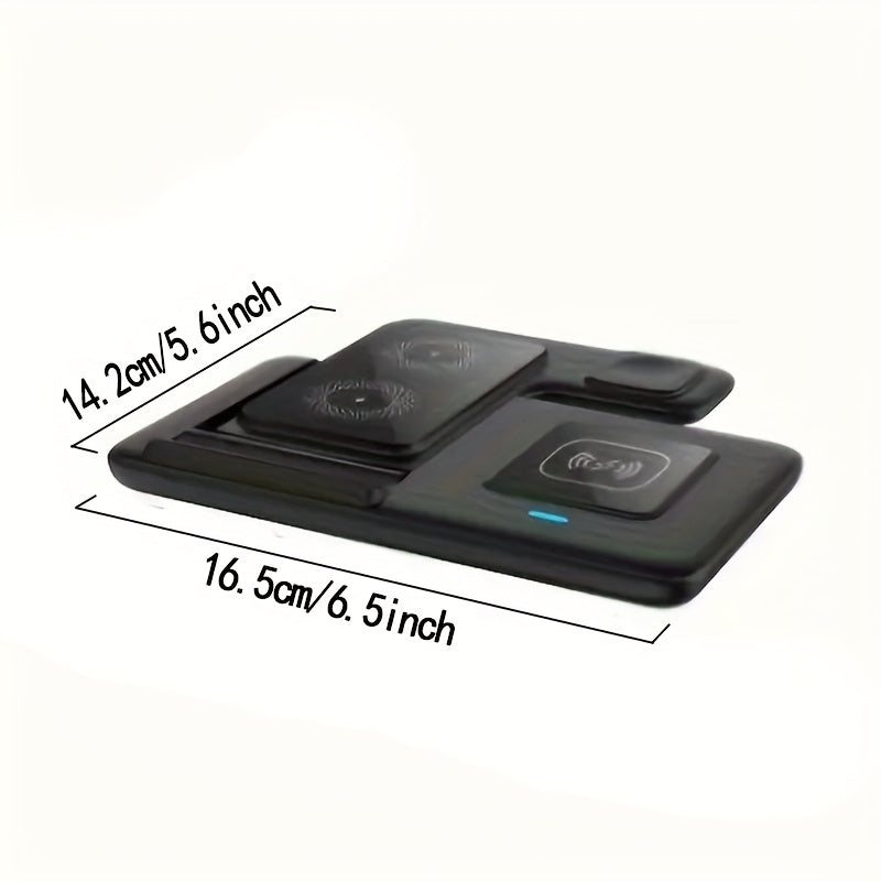 3-in-1 Foldable MagSafe Wireless Charging Station | 15W | QC3.0 Adapter | iPhone 8–15 & Apple Watch Ultra/9–3