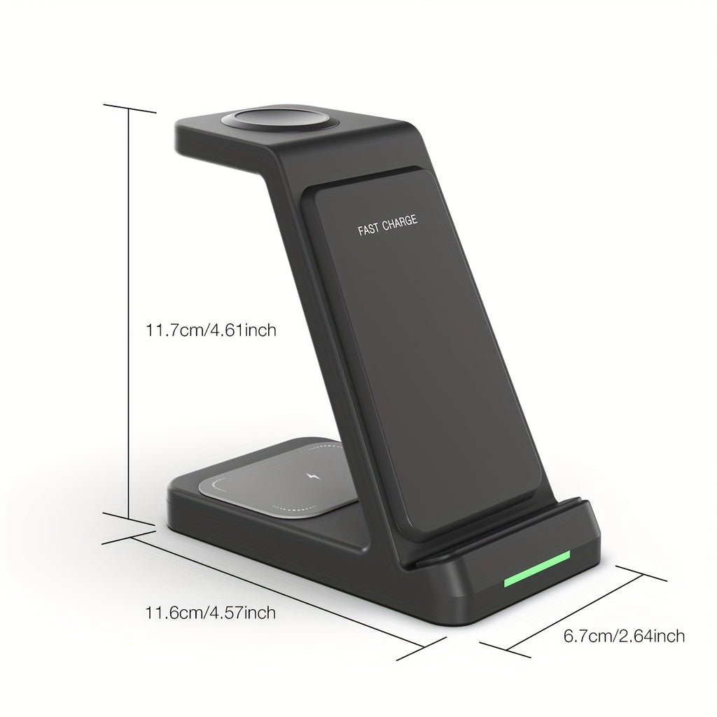 3-in-1 Wireless Charging Station | Phone Holder Stand | Charging Indicator | iPhone 17–11 & Apple Watch | Home & Office